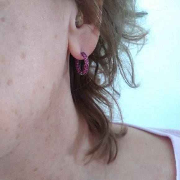 Ruby Hoop Earrings - Picture 3 of 4
